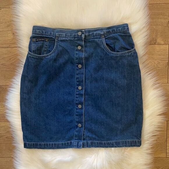 NY JEANS • jean button skirt • - Picture 8 of 8